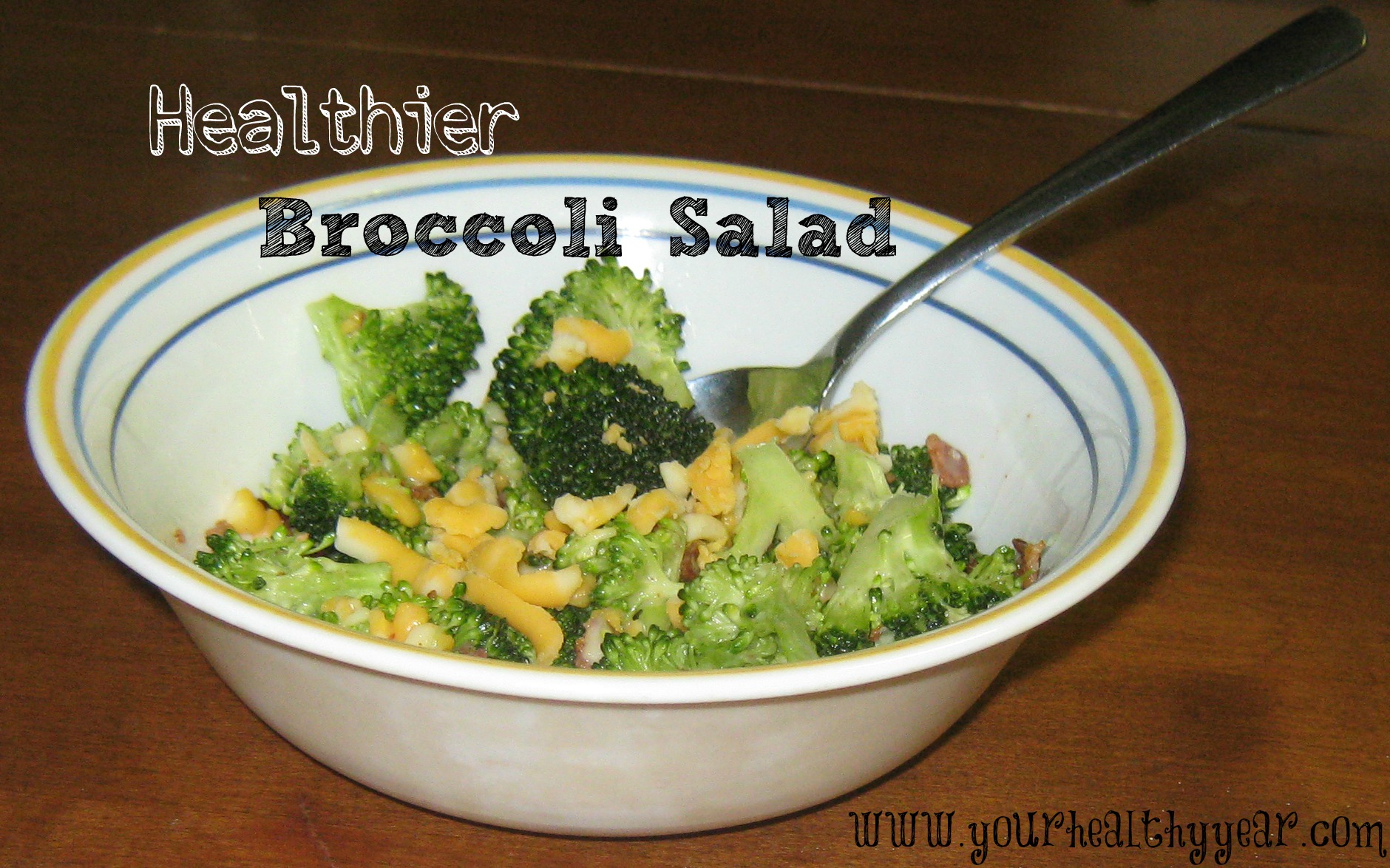 healthy broccoli salad, a few substitutions make it healthier.