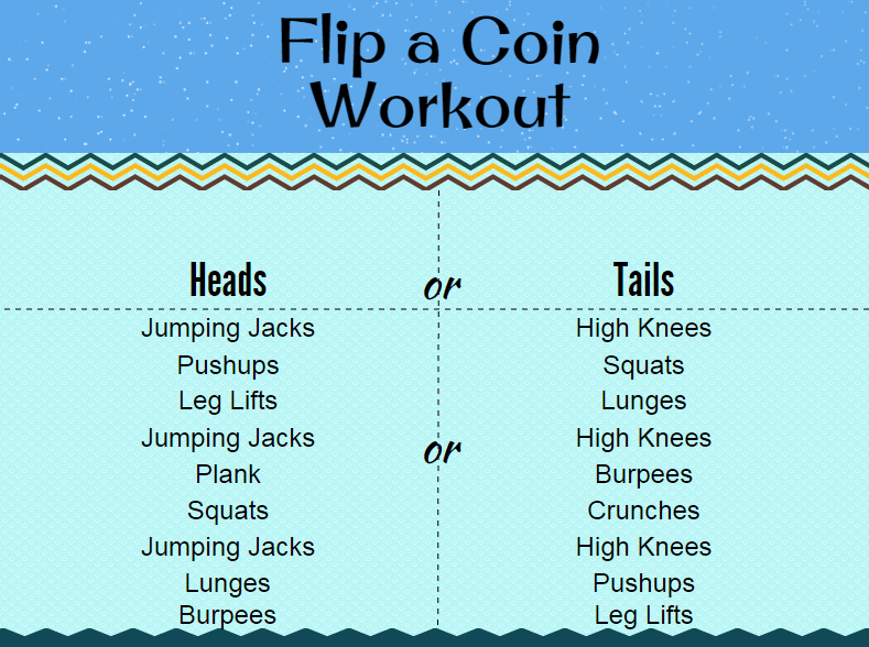 Flip a Coin Workout yourhealthyyear.com